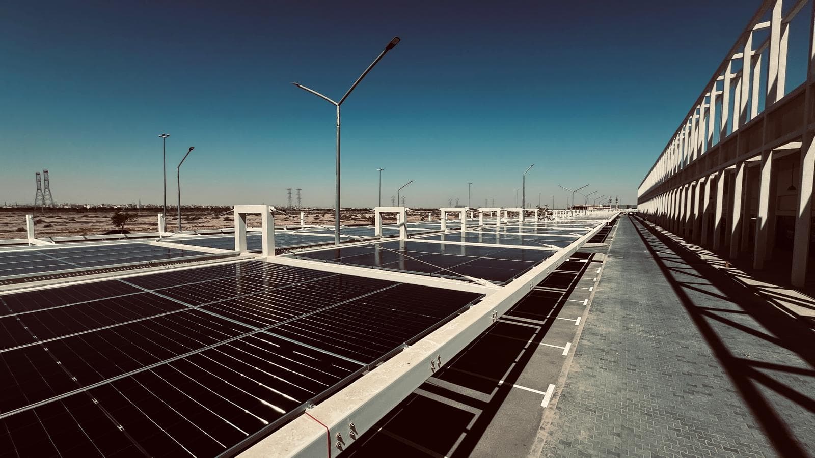 Solar PV car park structure at J2 Mall in Jaber Al-Ahmad City